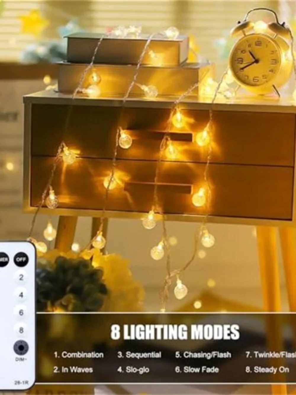 Warm White Globe String Lights 33FT 100 LED Outdoor Indoor Patio Remote Timer